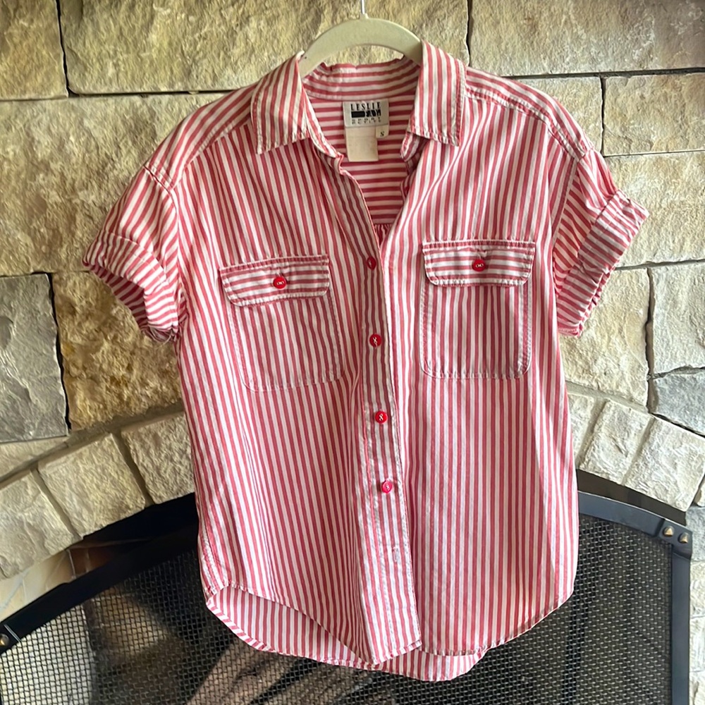 Vintage red and white striped blouse
